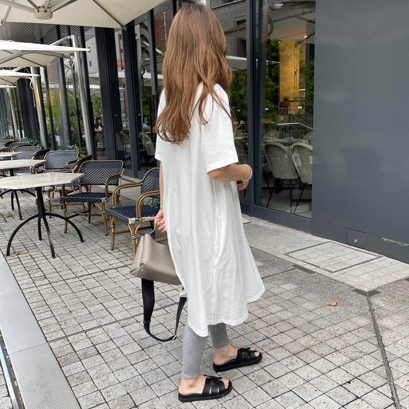【SELF PORTRAIT】ひざ丈ワンピース ホワイト 半袖 フレア 無地 Cotton flare onepiece(White) | K