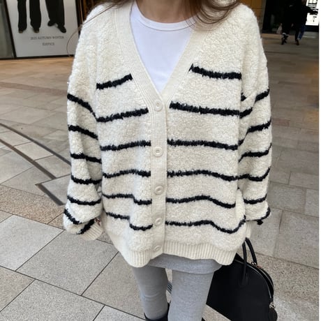 Boa wool boader cardigan(Ivory)