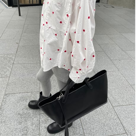 Leather large tote bag(Black)