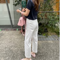 Cotton stretch ankle pants(White)