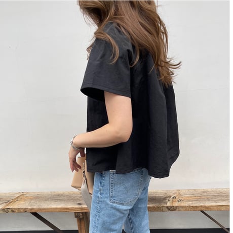 A-line gather flare tops(Black)