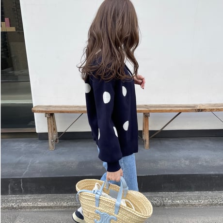 Dot cardigan(Navy)