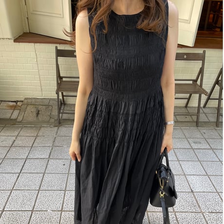 Shirring onepiece(Black)
