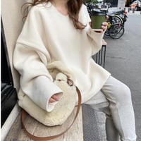 Fleece v-neck pullover(Ivory)