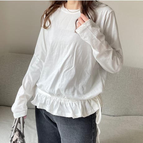 Frill gather cutsew(White)