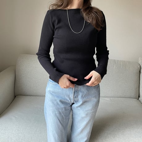Boat neck rib knit(Black)