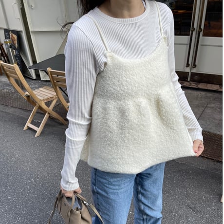 Bouclé knit camisole (Ivory)