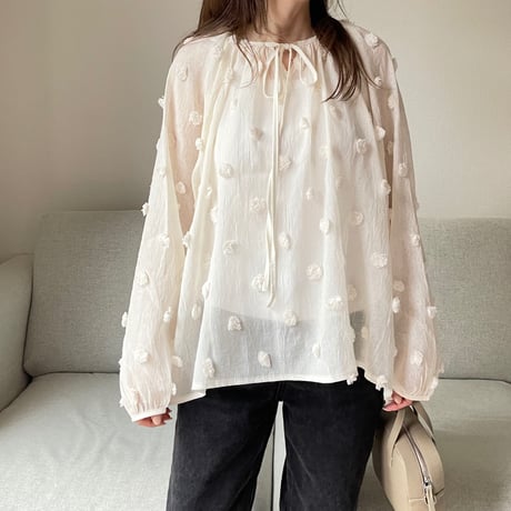 Sheer dot blouse(Ivory)