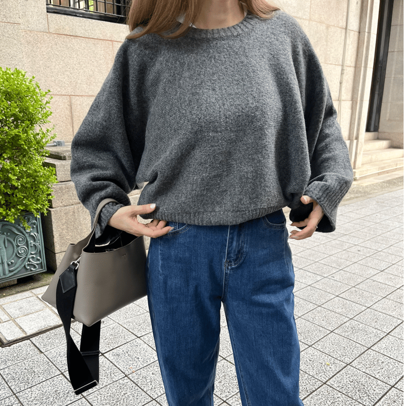 Wide sleeve knit(Charcoal gray) | K