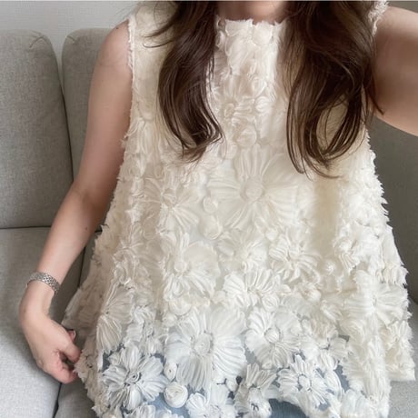 Flower tulle lace tops