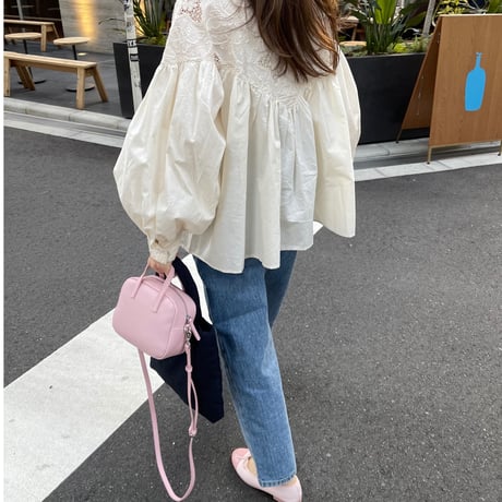 Leather mini square bag(Pink)