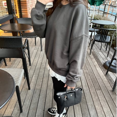 Layered lace sweat(Charcoal gray)