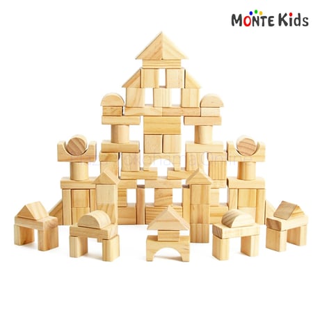 【MONTE Kids】MK-055　　180ピース　4段　無垢　積み木セット