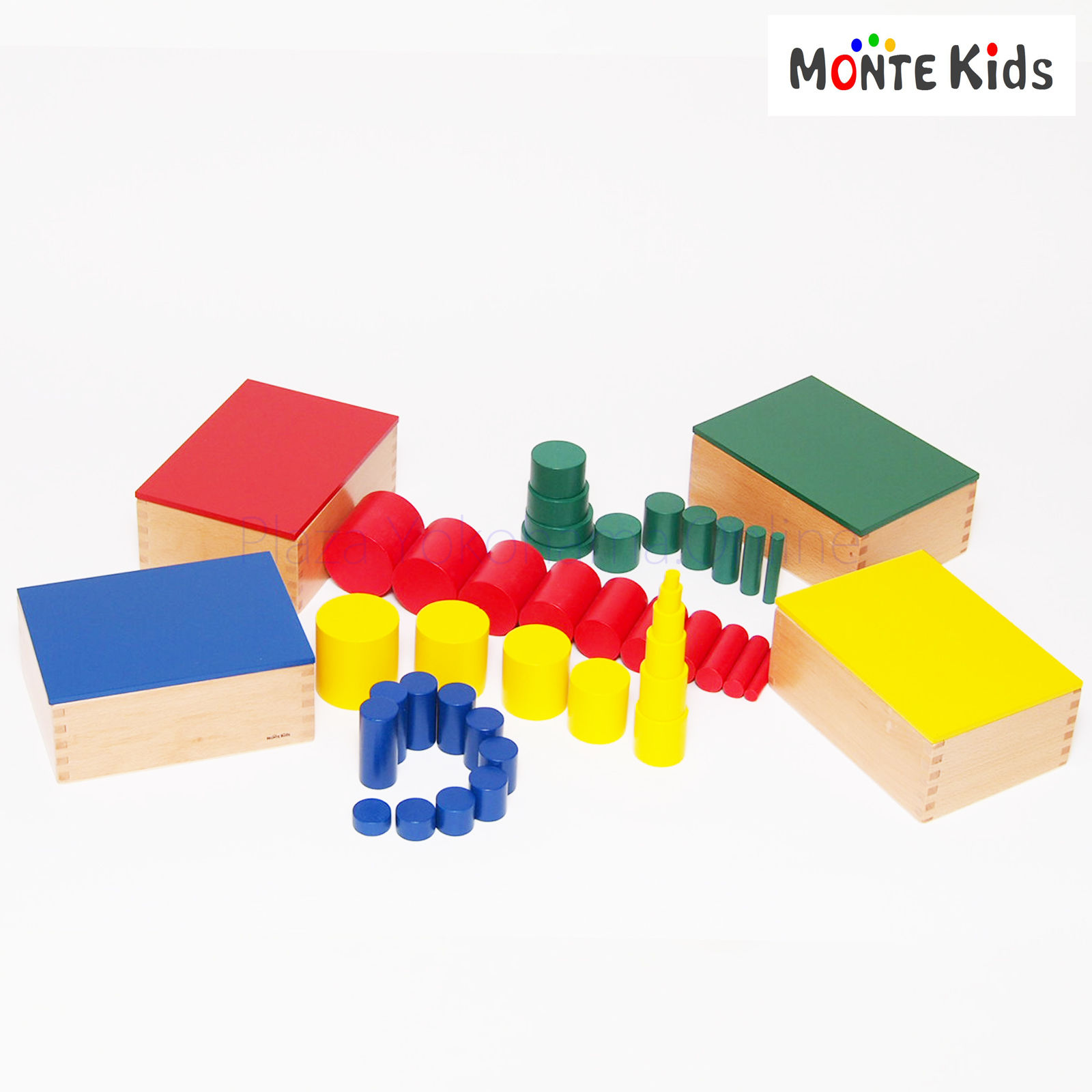 MONTE Kids】MK-039 色つき円柱（4色セット） | モンテッソーリ教具や教