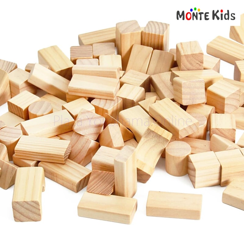 MONTE Kids】MK-055 180ピース 4段 無垢 積み木セット ≪OUTLE