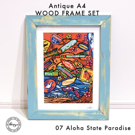 Art Print WOOD FRAME set 〝Aqua Green〟