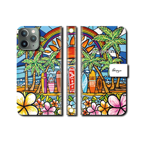 iPhoneシリーズ対応 手帳型カバー “Surf Rider Rainbow 2”