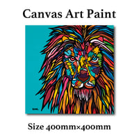木張りキャンバスプリント 400mm×400mm “LION”