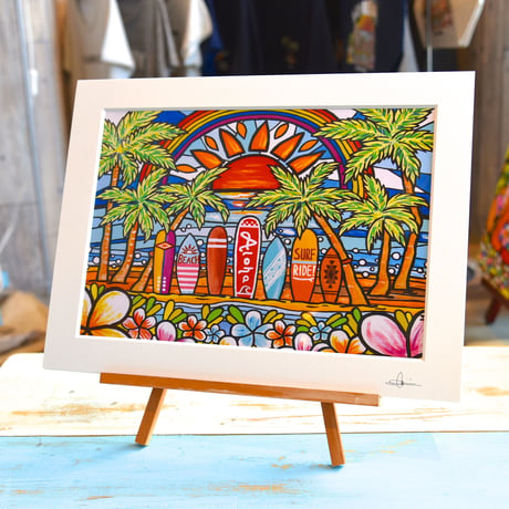 A4 ArtPrint マットフレーム “Surf Rider Rainbow2”