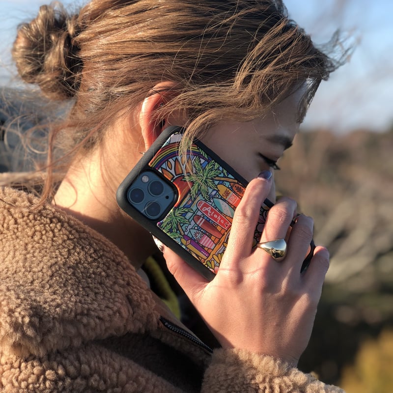 iPhoneシリーズ 対応 ウッドケース 〝Surf Rider Rainbow2〟 |