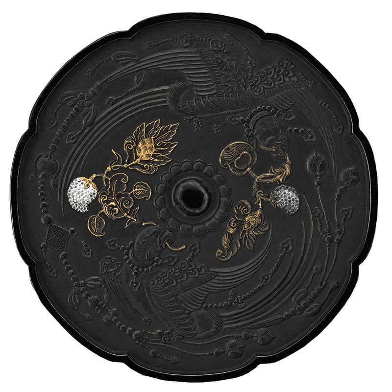 呉竹千寿墨 花鳥背八花鏡 10.0丁型 油煙墨 | 上杉文林堂