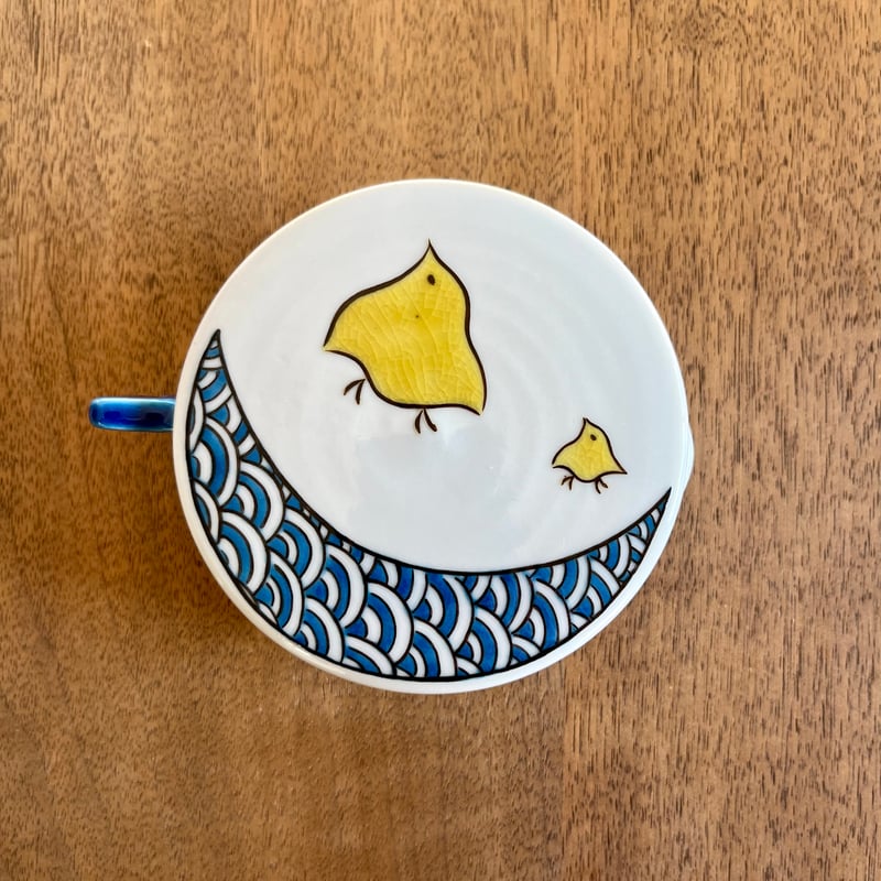 九谷焼 千鳥文様墨池【薄い色】・青波墨池【濃い色】 | 上杉文林堂