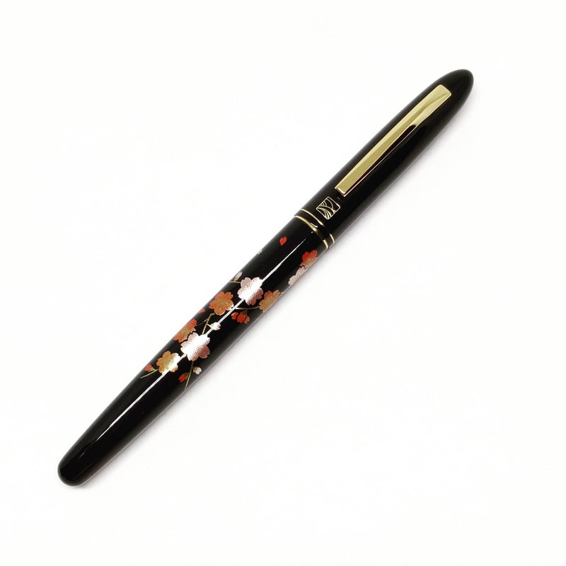 くれ竹 手紙ぺん 蒔絵物語 枝桜 黒 | 上杉文林堂