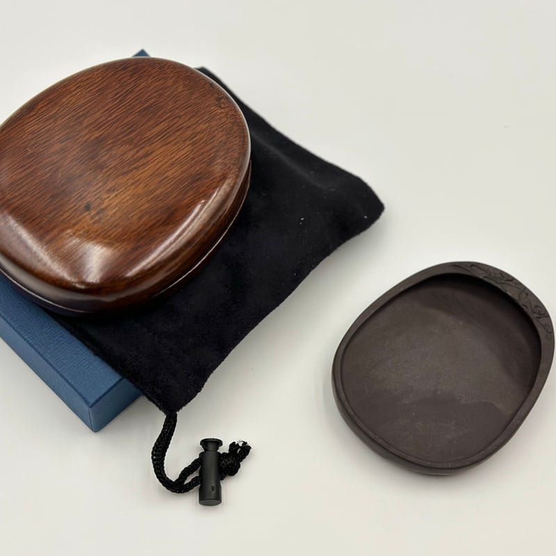 端渓硯 坑仔巌 彫花楕円型 梅雀硯 | 上杉文林堂