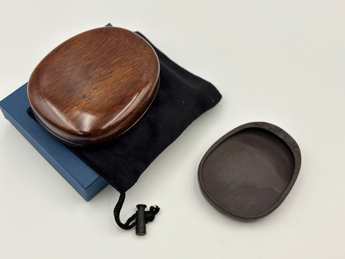 端渓硯 坑仔巌 彫花楕円型 梅雀硯 | 上杉文林堂