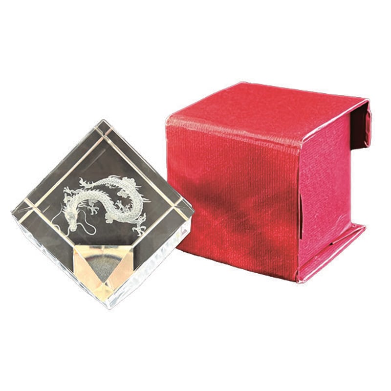 クリスタル文鎮 キューブ型 辰 | 上杉文林堂