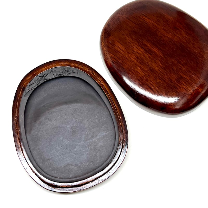 端渓硯 坑仔巌 彫花楕円型 梅雀硯 | 上杉文林堂