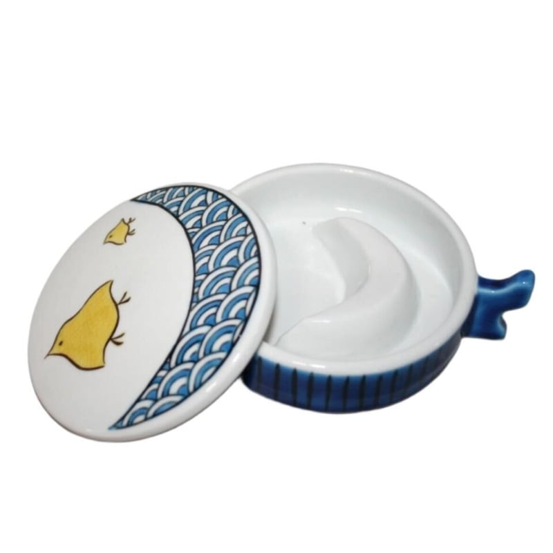 九谷焼 千鳥文様墨池【薄い色】・青波墨池【濃い色】 | 上杉文林堂