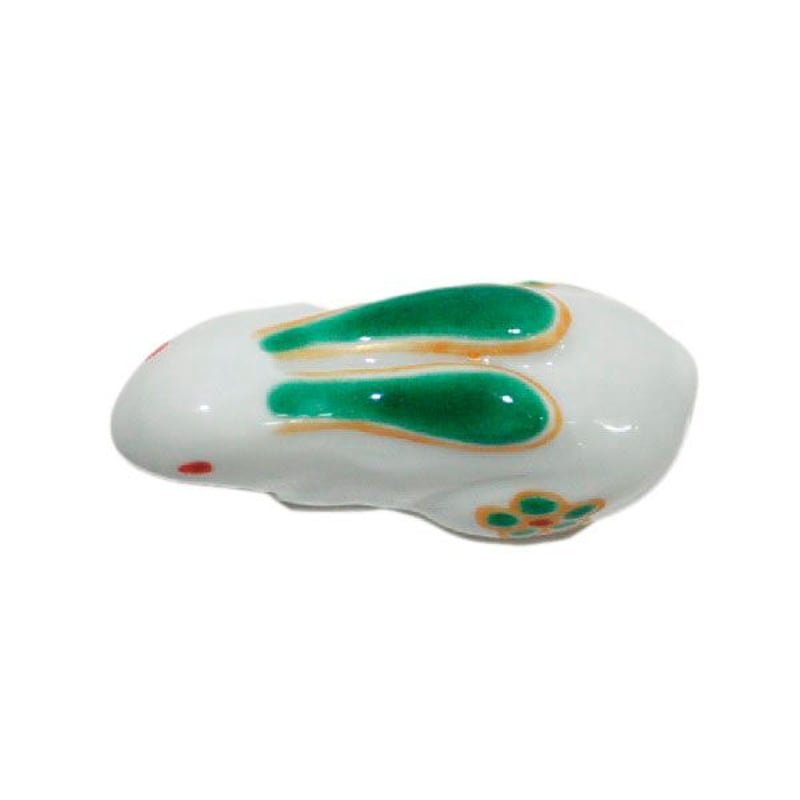 九谷焼 兎形筆架（筆置） 緑・赤 | 上杉文林堂