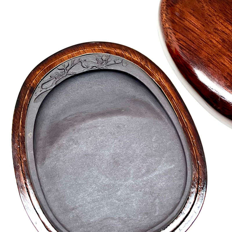 端渓硯 坑仔巌 彫花楕円型 梅雀硯 | 上杉文林堂