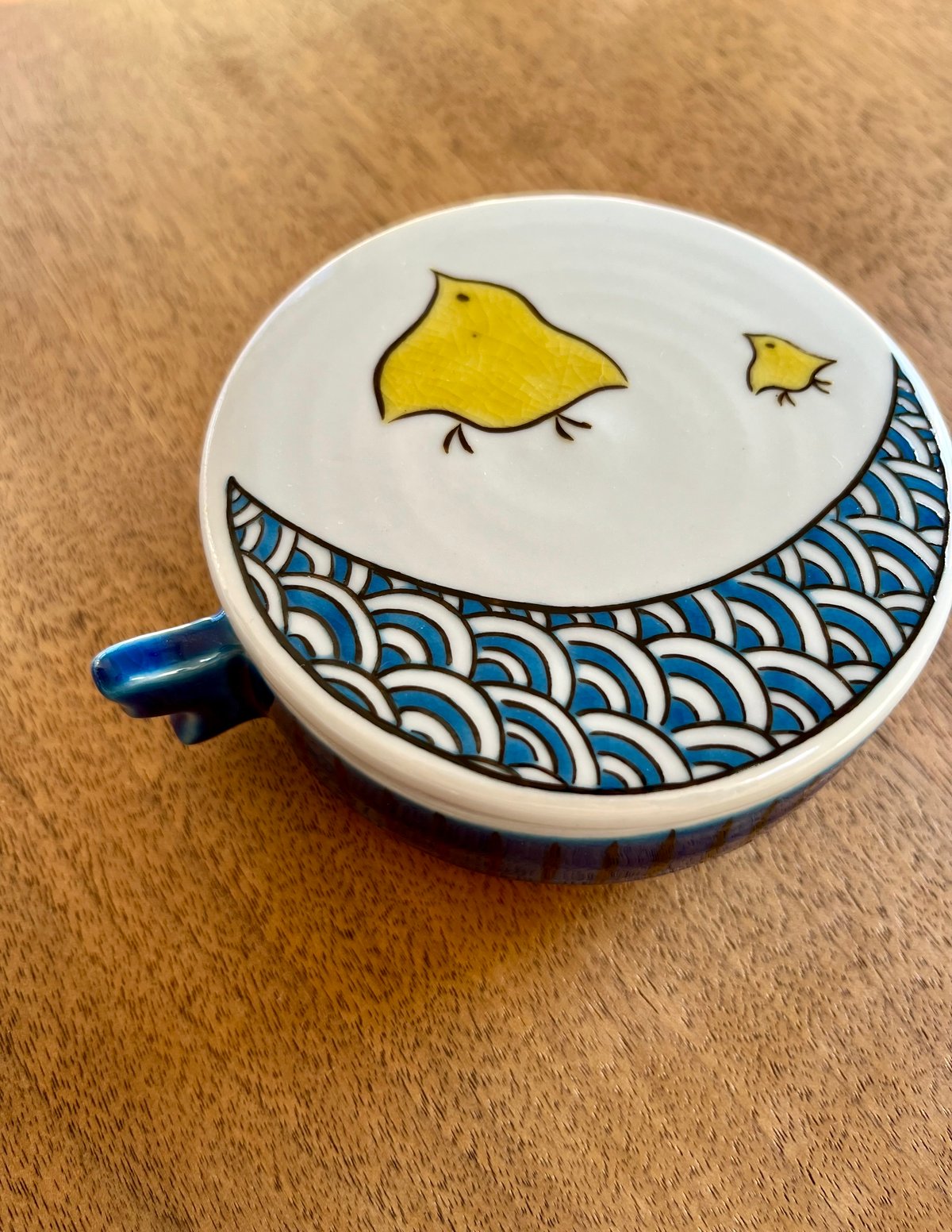 九谷焼 千鳥文様墨池【薄い色】・青波墨池【濃い色】 | 上杉文林堂