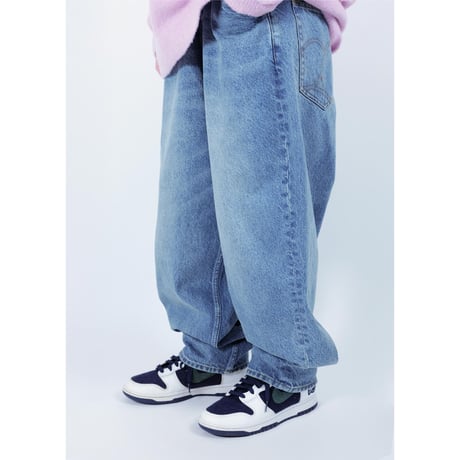 “SELENA” WIDE TAPERED DENIM PANTS (DAMAGE)