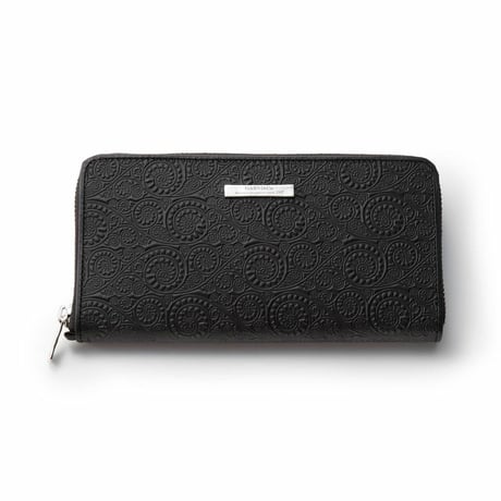 Vine Pattern Zip Long Wallet - BLACK