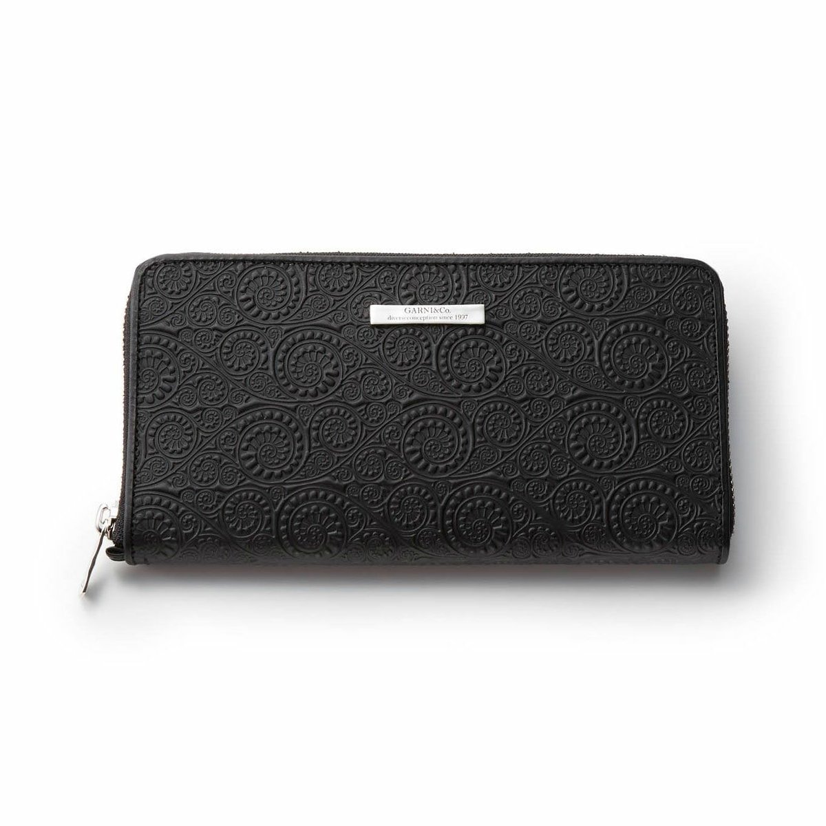 Vine Pattern Zip Long Wallet - BLACK | independ