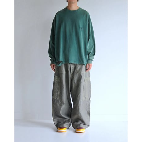 AN345 EMBROIDERY DAMAGED L/S T-S GREEN