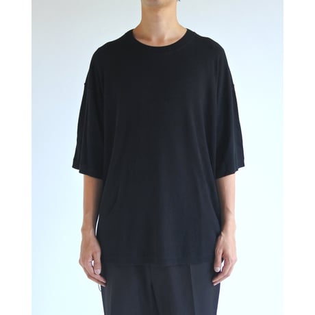 PLAIN KNIT S/S T-S BLACK