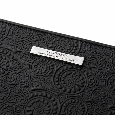 Vine Pattern Zip Long Wallet - BLACK