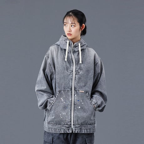 DENIM ZIP HOODIE