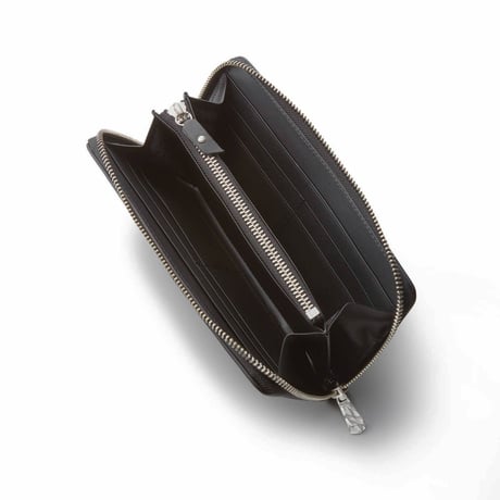Vine Pattern Zip Long Wallet - BLACK