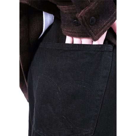 “SELENA” WIDE TAPERED DENIM PANTS (BLACK)