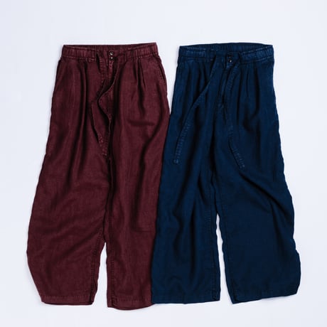 SULFUR DYED LINEN WIDE EASY PANTS