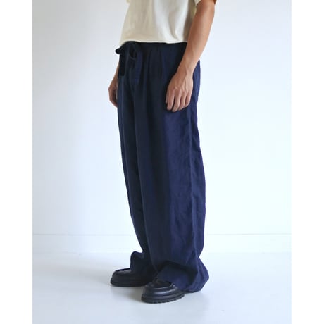 SULFUR DYED LINEN WIDE EASY PANTS