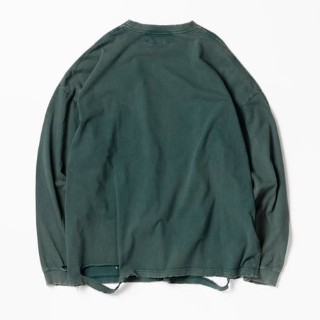 AN345 EMBROIDERY DAMAGED L/S T-S GREEN