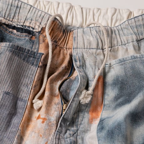 ARCHIVE DENIM COLLAGE WIDE EASY PANTS INDIGO