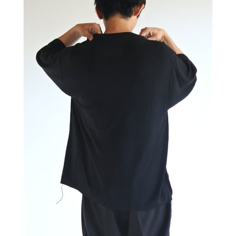 PLAIN KNIT S/S T-S BLACK