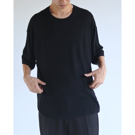 PLAIN KNIT S/S T-S BLACK